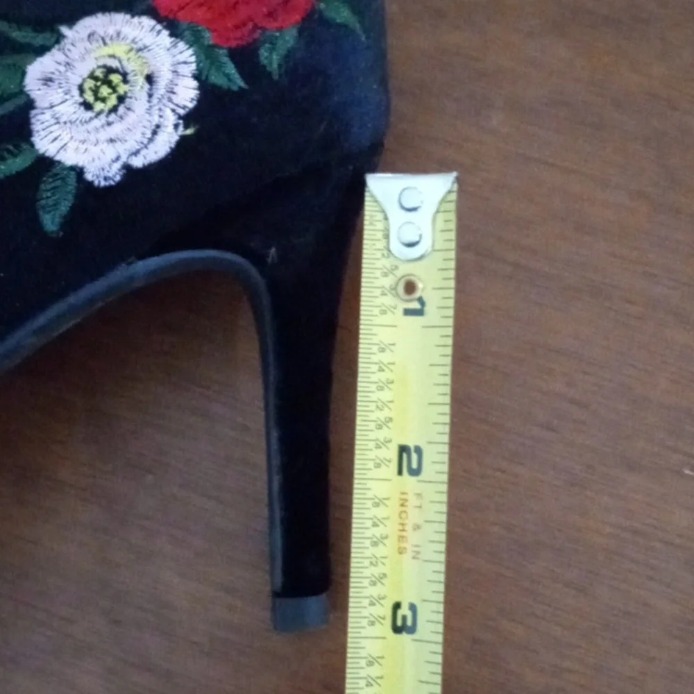 Embroidered Velvet Heels